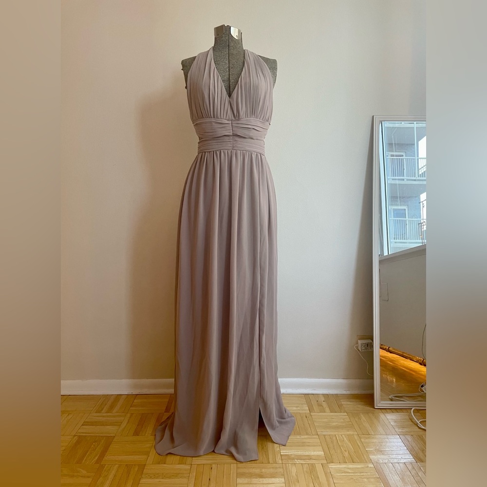 Lavender chiffon halter maxi dress